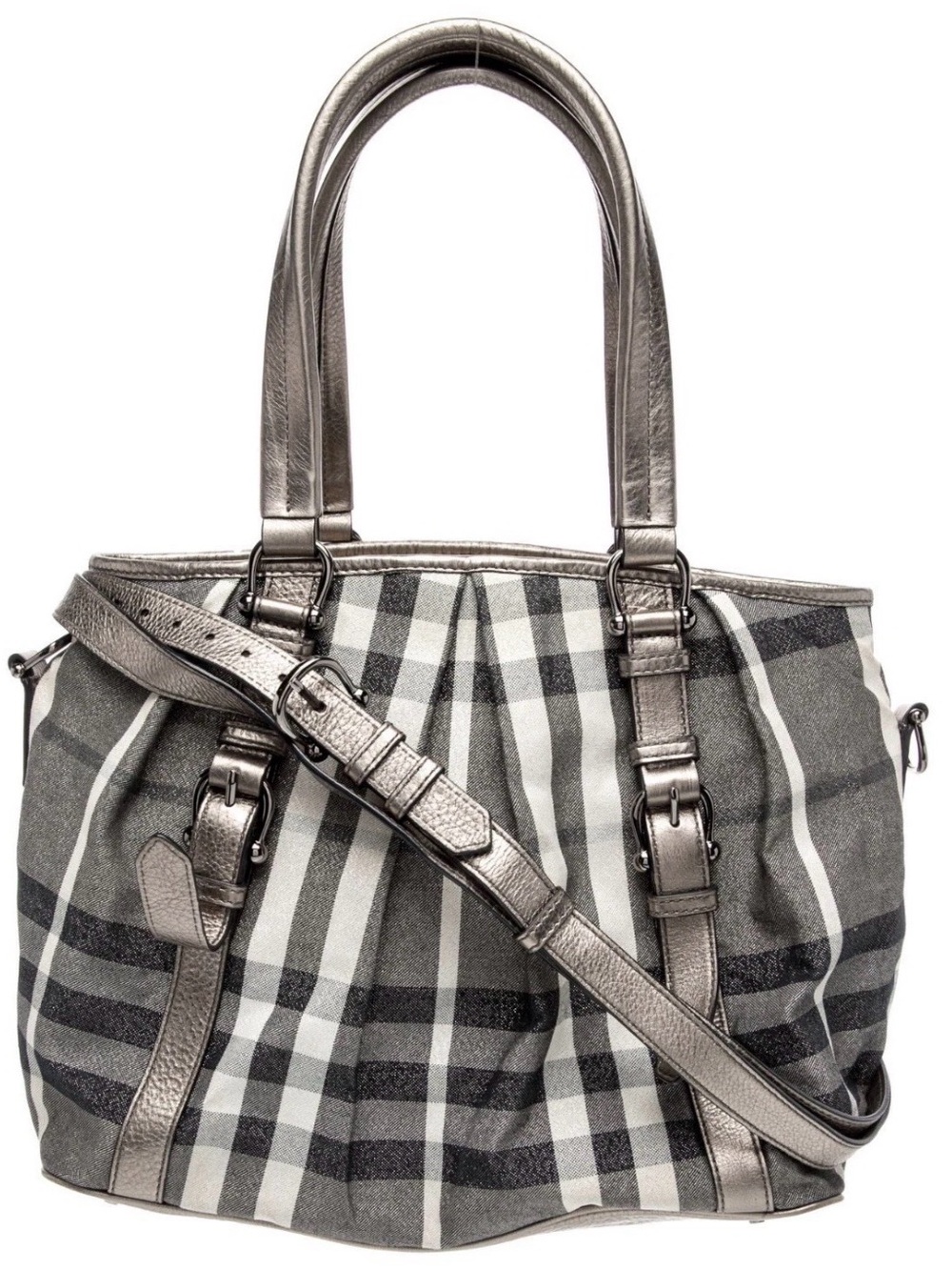 Burberry Haymarket Check Cross Body Bag Limited Edition Shimmer Metallic